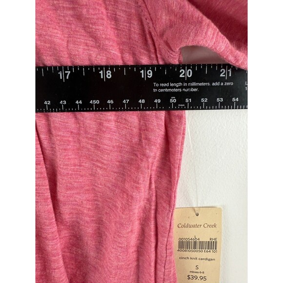 NWT Coldwater Creek Women’s Pink Open Front Cardigan Ruched, Size S, 3/4 Sleeve - Picture 4 of 16